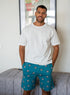 Men Summer Pajama set Off White T-shirt + Football Short